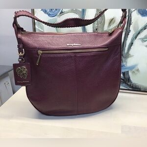 Tommy Bahama Large Leather hobo bag single strap outside zip compartment
